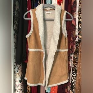 Maurices Tan & Cream Suede Fur Vest